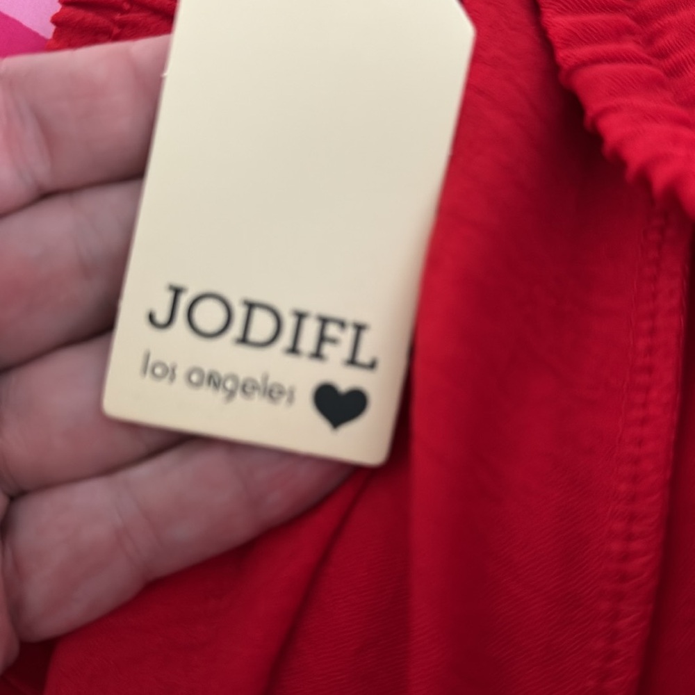 Jodifl Red Wide Leg Pants L NWT High Rise‎ Drawstring Pockets Comfy Chic - Picture 8 of 11